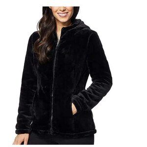 32 Degrees Women's Plush Faux Fur Full Zip Jacket (Black, M)